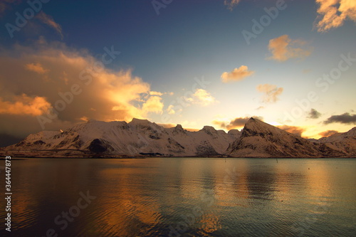 Sunset in Lofoten Islands.