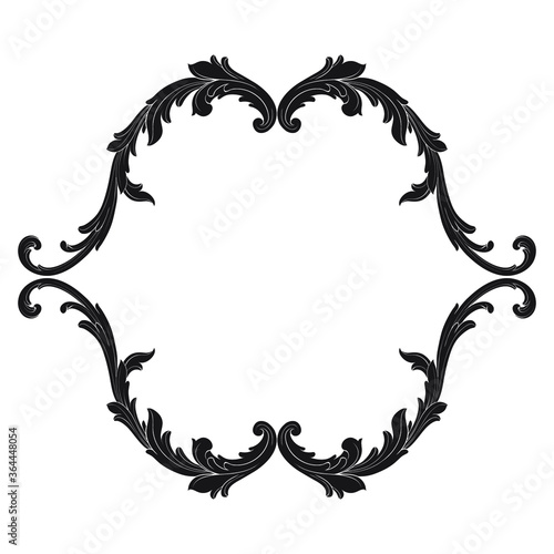 Vintage Ornament Element in baroque style with filigree and floral engrave the best situated for create frame, border, banner. It's hand drawn foliage swirl like victorian or damask design arabesque.