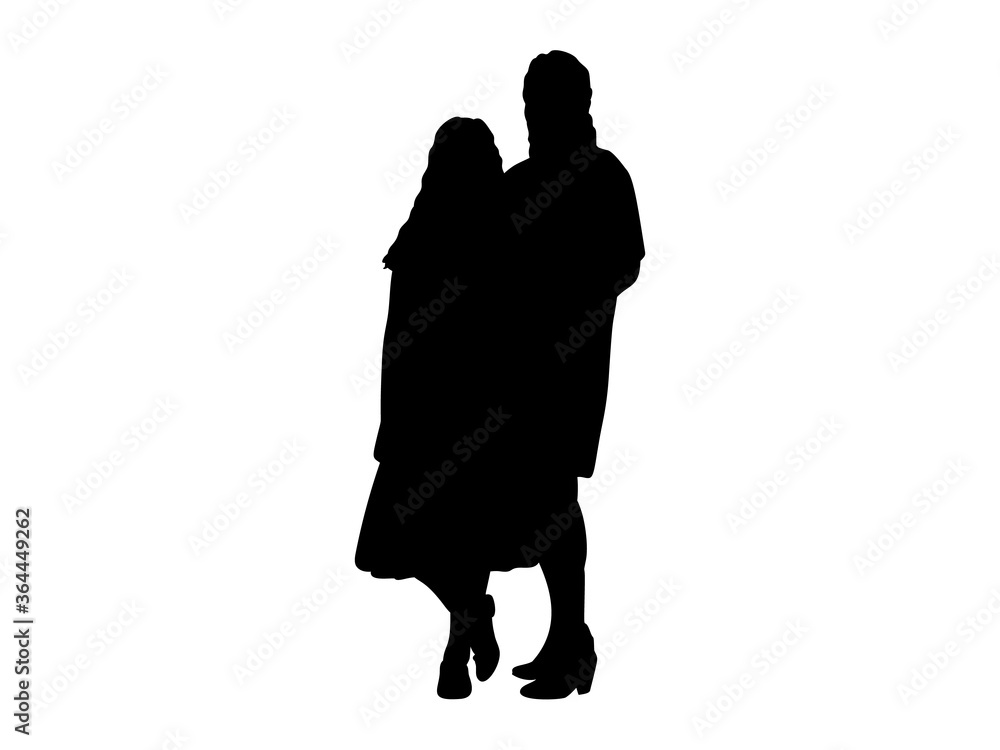 Silhouettes of mothers with daughter girl