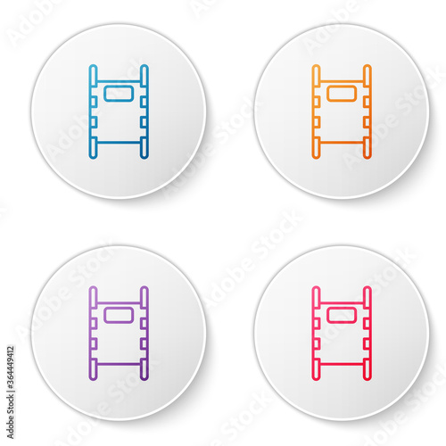 Color line Stretcher icon isolated on white background. Patient hospital medical stretcher. Set icons in circle buttons. Vector Illustration.