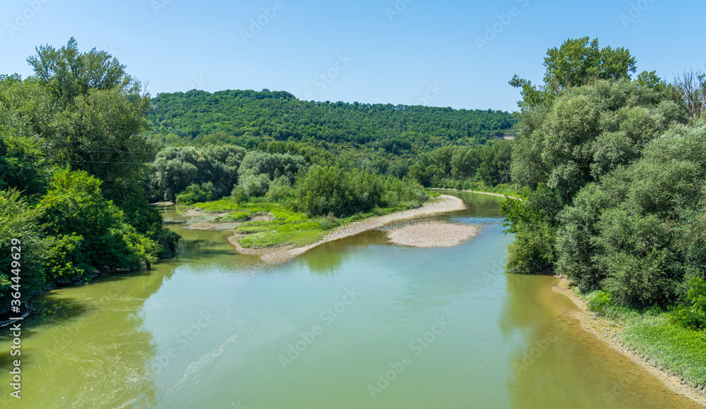 Tiber river flowing in the province of Viterbo, in the region of Lazio, Italy. Tiber river flowing in the province of Viterbo, in the region of Lazio, Italy.