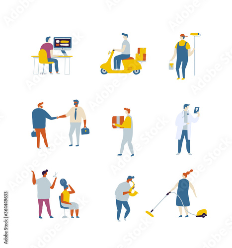 Wallpaper Mural Flat people vector set. Occupations, professions. waiter, programmer, doctor, cashier, singer, musician, nurse, courier, house painter, cleaning lady, hairdresser Torontodigital.ca