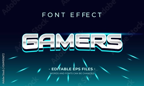 Gamers font effect. Gaming effect vector design
