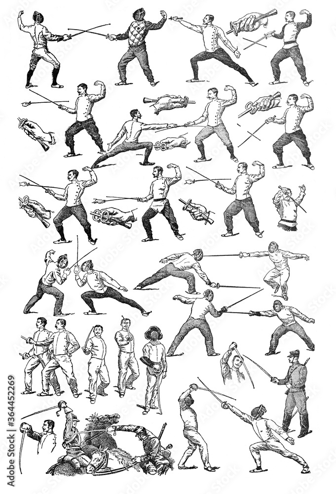 Fenching collection of fenching men / Vintage and Antique illustration from Petit Larousse 1914 Stock Illustration | Adobe Stock Fenching collection of fenching men / Vintage and Antique illustration from Petit Larousse 1914 Stock Illustration | Adobe Stock