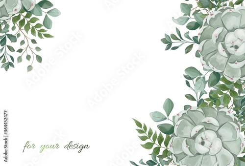 Beautiful background with Succulent flowers. Vector illustration. EPS 10.
