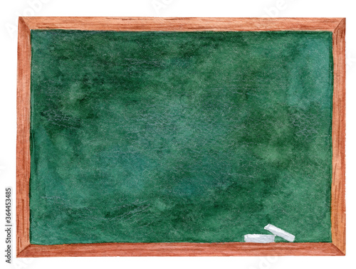 watercolor school blackboard and chalk isolated on white background