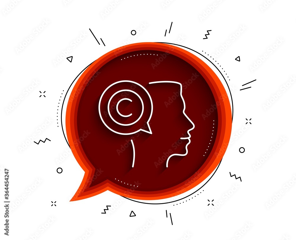 Copyrighter line icon. Chat bubble with shadow. Writer person sign. Copywriting symbol. Thin line writer icon. Vector Copyrighter line icon. Chat bubble with shadow. Writer person sign. Copywriting symbol. Thin line writer icon. Vector