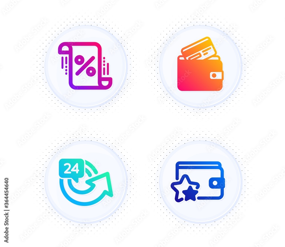 Loan percent, 24 hours and Debit card icons simple set. Button with halftone dots. Loyalty program sign. Discount blueprint, Repeat, Wallet with credit card. Bonus wallet. Finance set. Vector Loan percent, 24 hours and Debit card icons simple set. Button with halftone dots. Loyalty program sign. Discount blueprint, Repeat, Wallet with credit card. Bonus wallet. Finance set. Vector