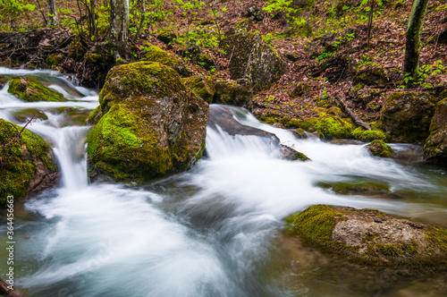 Crimea mountain streams and waterfalls, long time exposure