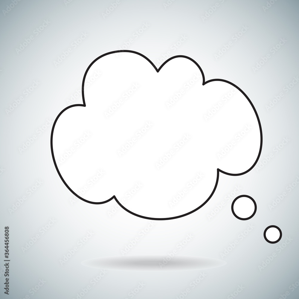 Think bubble isolated on gray background. Trendy think bubble in flat style. Modern template for social network and label. Creative thought balloon. Cloud line art, vector illustration Think bubble isolated on gray background. Trendy think bubble in flat style. Modern template for social network and label. Creative thought balloon. Cloud line art, vector illustration