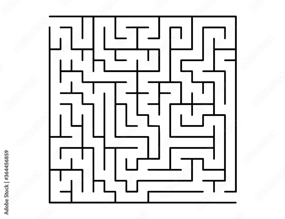 White vector template with a black maze, puzzle. Maze design in a simple  style on a white background. Concept for making right choices. Stock Vector  | Adobe Stock