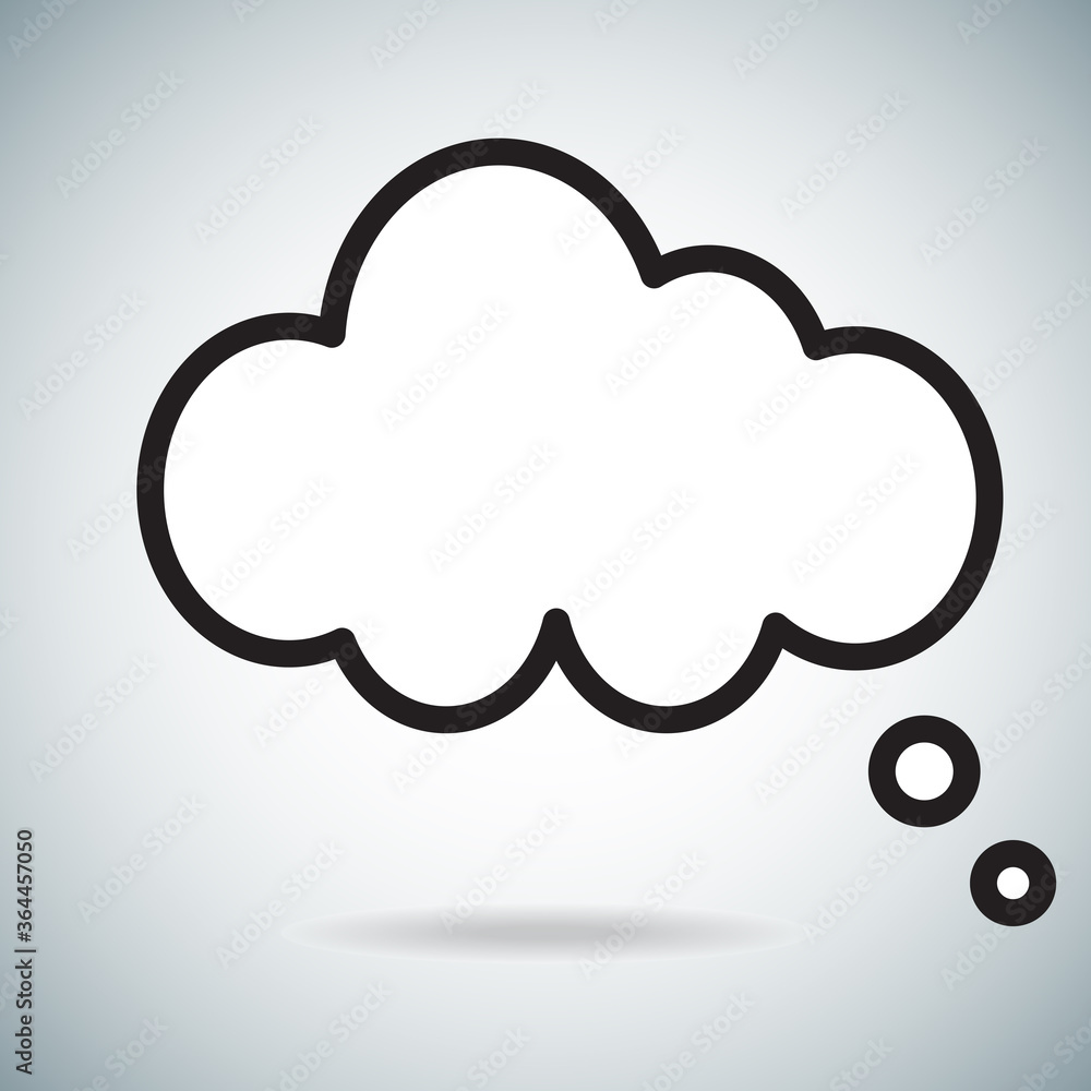 Think bubble isolated on gray background. Trendy think bubble in flat style. Modern template for social network and label. Creative thought balloon. Cloud line art, vector illustration Think bubble isolated on gray background. Trendy think bubble in flat style. Modern template for social network and label. Creative thought balloon. Cloud line art, vector illustration