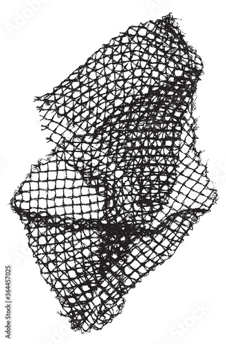 Fototapeta Naklejka Na Ścianę i Meble -  Black patterned net. Abstract monochrome background of coarse crumpled net pattern.  Rope net vector silhouette. Vector illustration.
