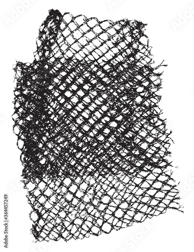 Black patterned net. Abstract monochrome background of coarse crumpled net pattern.  Rope net vector silhouette. Vector illustration.