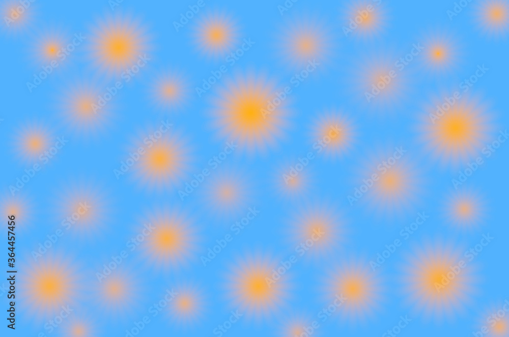 Orange shapes of various sizes, on blue background
Orange shapes of various sizes, on blue background