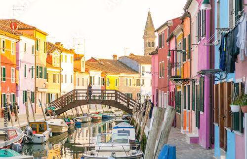 Burano, a little island in the Venice lagoon, march 2018. A typical street view of this curious place remained unchanged from hundreds of years ago.
