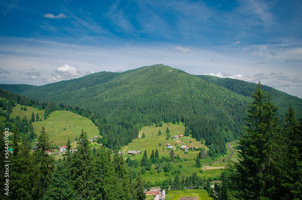 landscape with mountains and blue sky