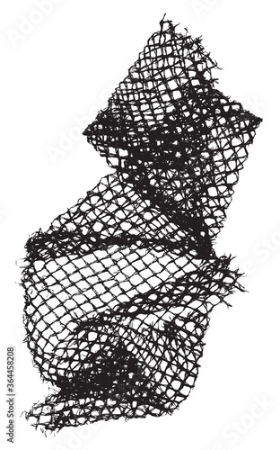 Black patterned net. Abstract monochrome background of coarse crumpled net pattern. Rope net vector silhouette. Vector illustration.