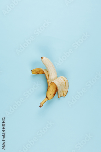 Bananas on a blue background. The view from the top. Art.