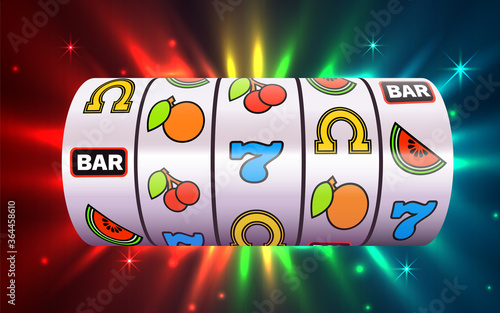 Slot machine wins the jackpot. Online casino banner. 777 casino background