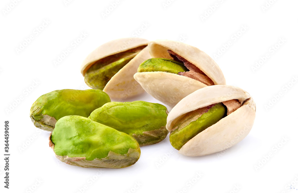 Pistachio nuts in closeup isolated Pistachio nuts in closeup isolated