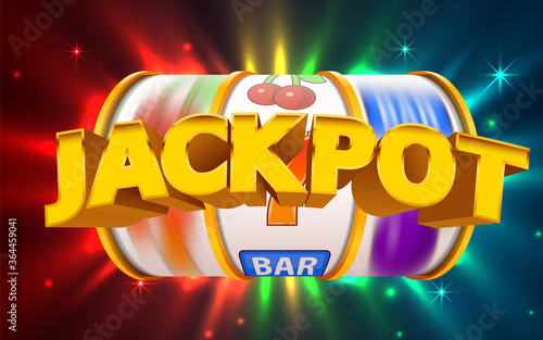 Slot machine wins the jackpot. Online casino banner. 777 casino background