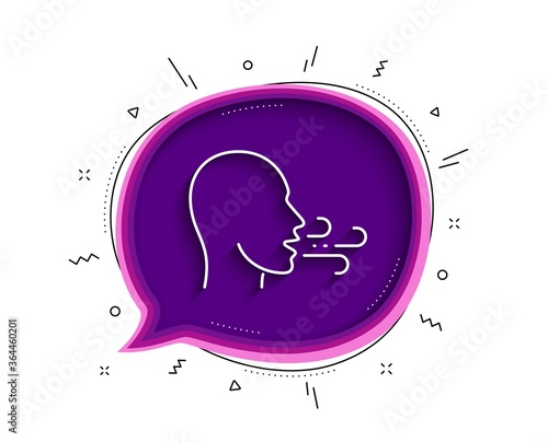 Breathing line icon. Chat bubble with shadow. Breath difficulties sign. Respiration problems symbol. Thin line breathing exercise icon. Vector