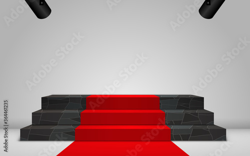 marble podium and white spotlight in the white studio room