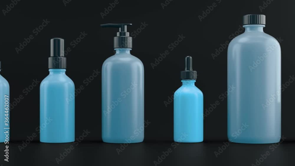3d render of beauty bottles on dark background . Cosmetic bottle 3d background. Set of body care flasks with abstract liquid. Loop animation sequence.
3d render of beauty bottles on dark background . Cosmetic bottle 3d background. Set of body care flasks with abstract liquid. Loop animation sequence.