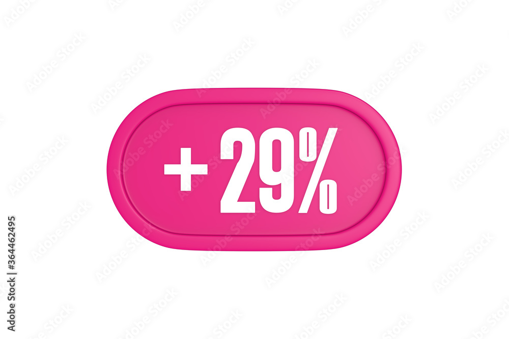 29 Percent increase 3d sign in pink color isolated on white background, 3d illustration. 29 Percent increase 3d sign in pink color isolated on white background, 3d illustration.