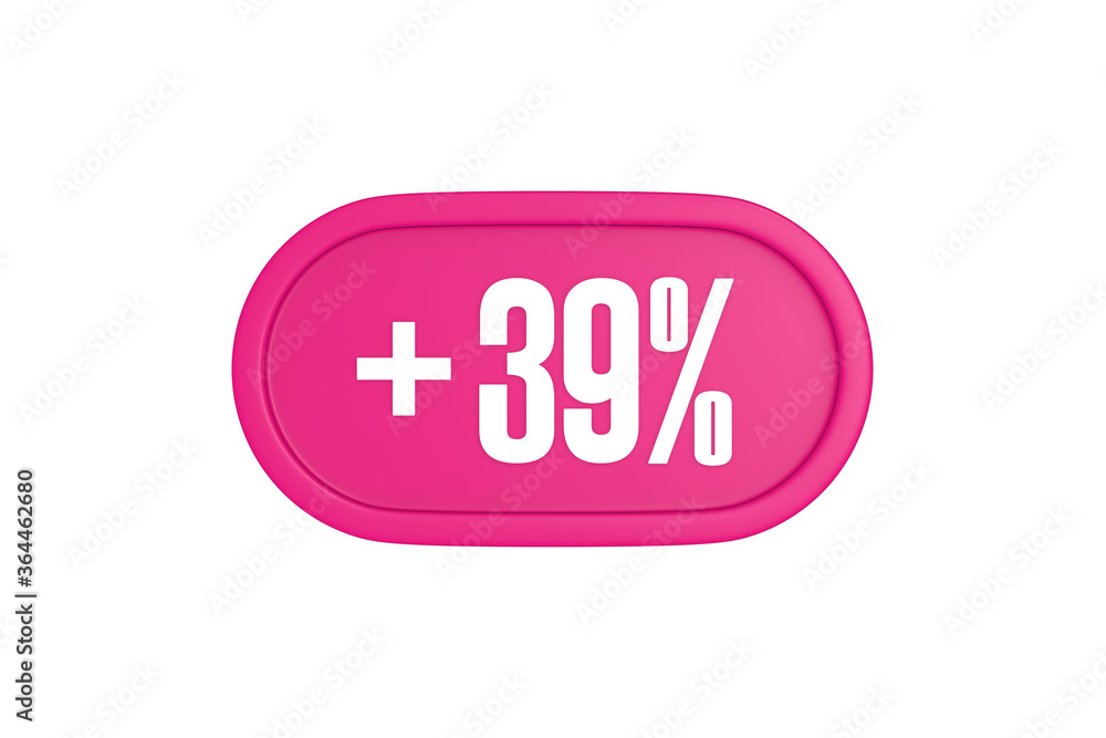 39 Percent increase 3d sign in pink color isolated on white background, 3d illustration. 39 Percent increase 3d sign in pink color isolated on white background, 3d illustration.