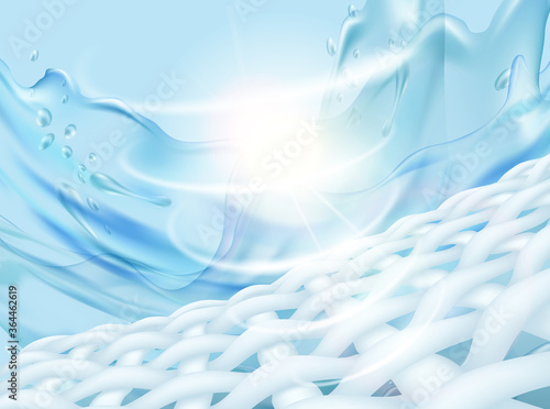 Clean cloth closeup with splashes of water in the background photo