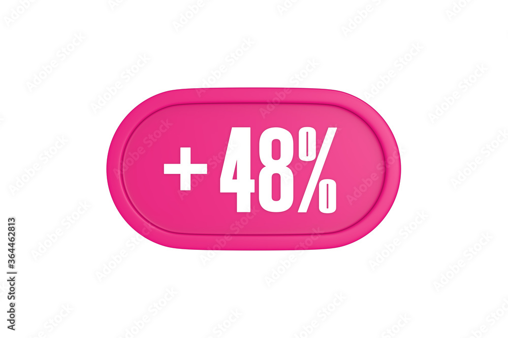 48 Percent increase 3d sign in pink color isolated on white background, 3d illustration. 48 Percent increase 3d sign in pink color isolated on white background, 3d illustration.