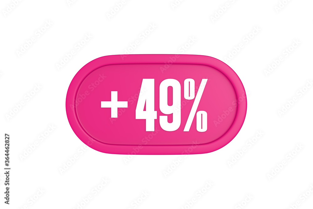 49 Percent increase 3d sign in pink color isolated on white background, 3d illustration. 49 Percent increase 3d sign in pink color isolated on white background, 3d illustration.