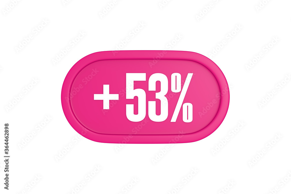 53 Percent increase 3d sign in pink color isolated on white background, 3d illustration. 53 Percent increase 3d sign in pink color isolated on white background, 3d illustration.