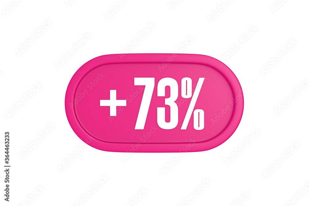 73 Percent increase 3d sign in pink color isolated on white background, 3d illustration. 73 Percent increase 3d sign in pink color isolated on white background, 3d illustration.