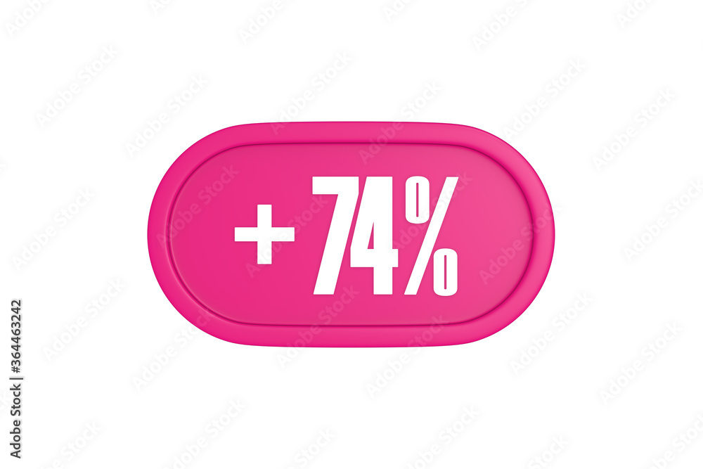 74 Percent increase 3d sign in pink color isolated on white background, 3d illustration. 74 Percent increase 3d sign in pink color isolated on white background, 3d illustration.