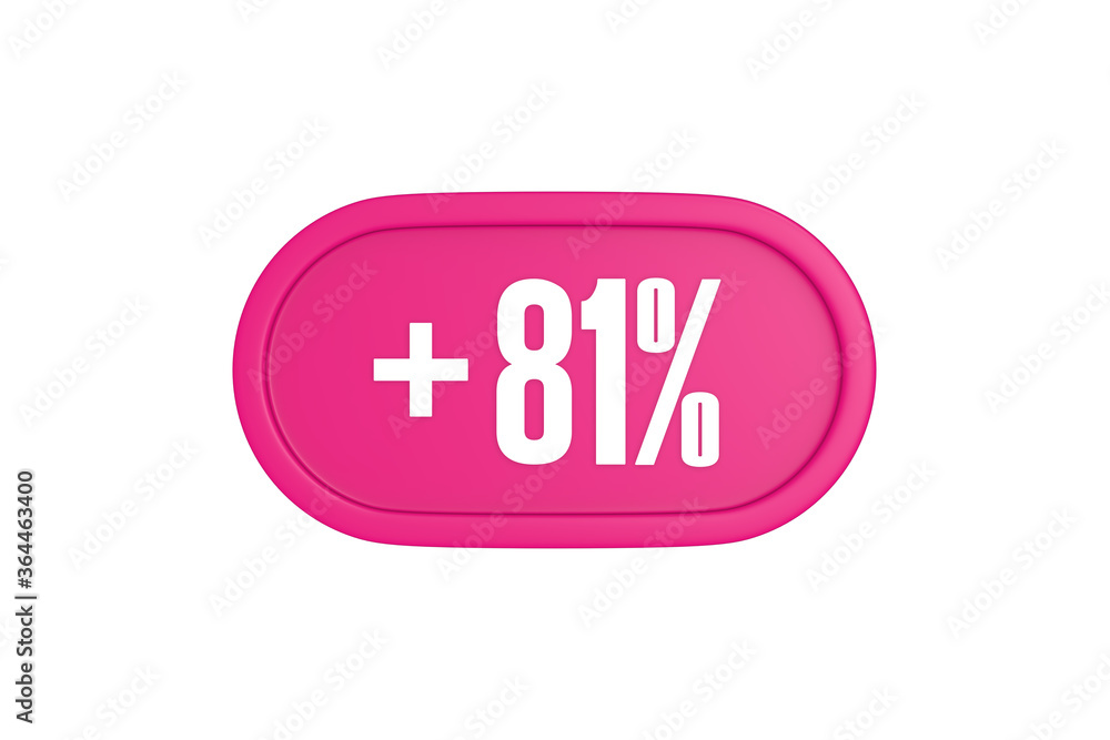 81 Percent increase 3d sign in pink color isolated on white background, 3d illustration. 81 Percent increase 3d sign in pink color isolated on white background, 3d illustration.