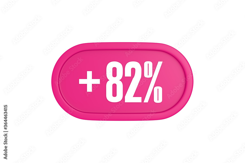 82 Percent increase 3d sign in pink color isolated on white background, 3d illustration. 82 Percent increase 3d sign in pink color isolated on white background, 3d illustration.