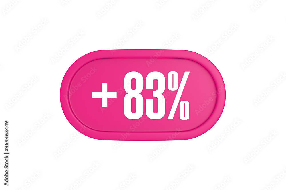 83 Percent increase 3d sign in pink color isolated on white background, 3d illustration. 83 Percent increase 3d sign in pink color isolated on white background, 3d illustration.