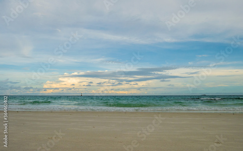 Morning landscape tropical beach  clouds and blue sky