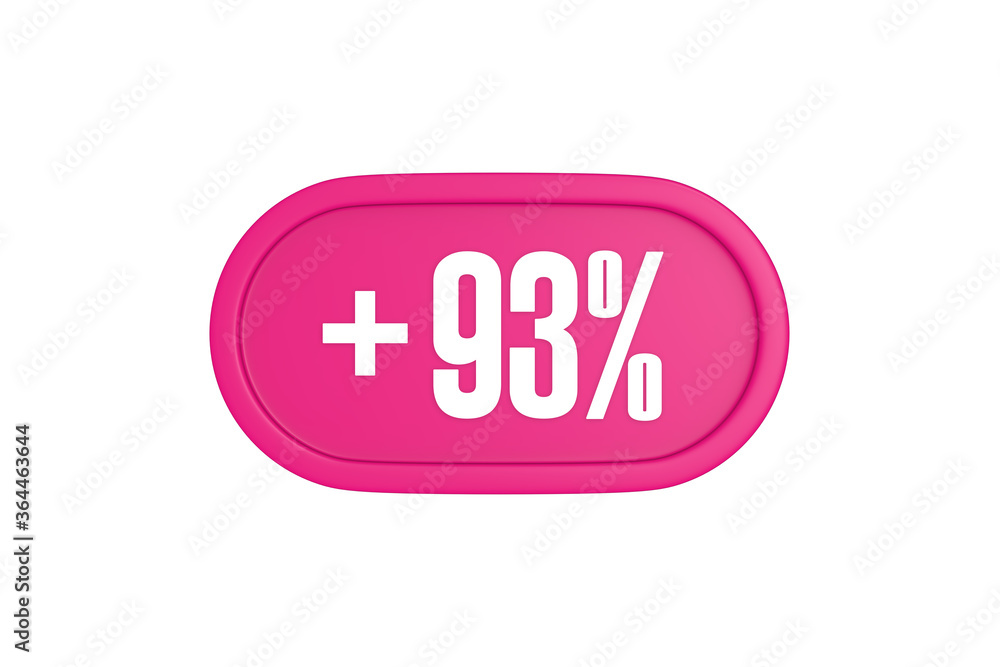 93 Percent increase 3d sign in pink color isolated on white background, 3d illustration. 93 Percent increase 3d sign in pink color isolated on white background, 3d illustration.