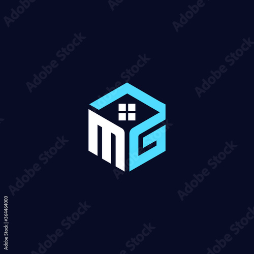 MG Modern Blue and White Real Estate Logo and Icon Design vector