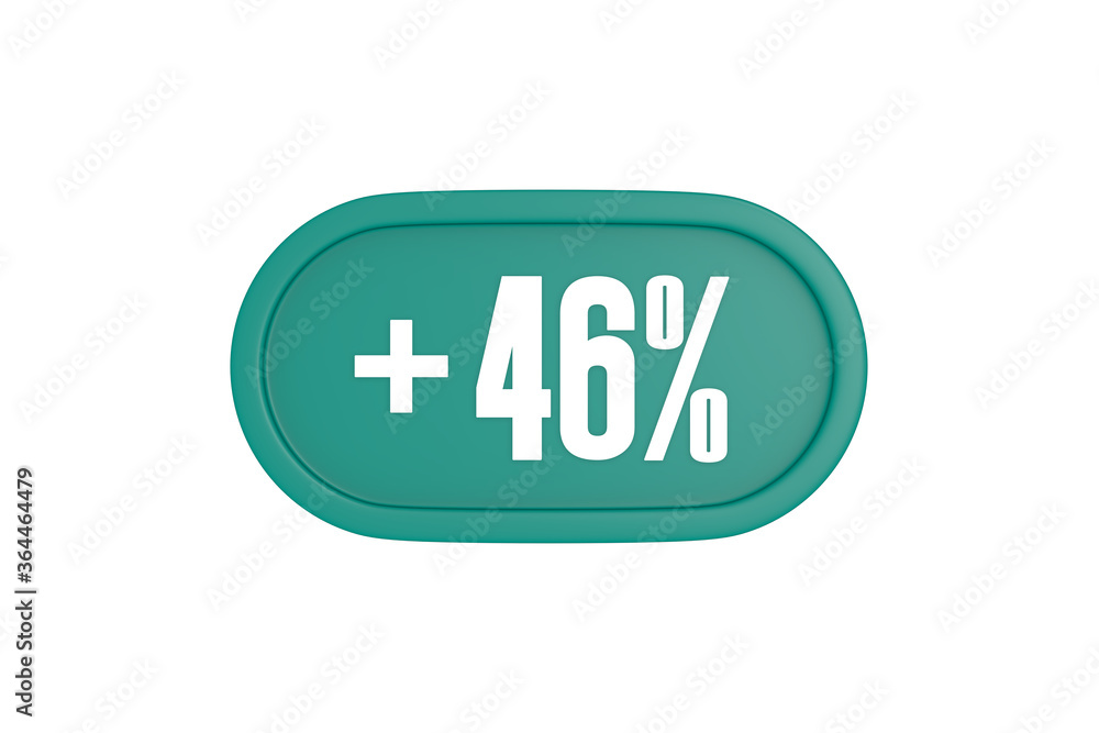 46 Percent increase 3d sign in teal color isolated on white background, 3d illustration. 46 Percent increase 3d sign in teal color isolated on white background, 3d illustration.