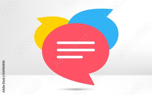 Speech bubble icon. Chat message sign. Talk, speak symbol. Communication balloon template. Support or contact icon. Talking, thinking chat bubble. Thought sign. Colorful dialog elements. Vector