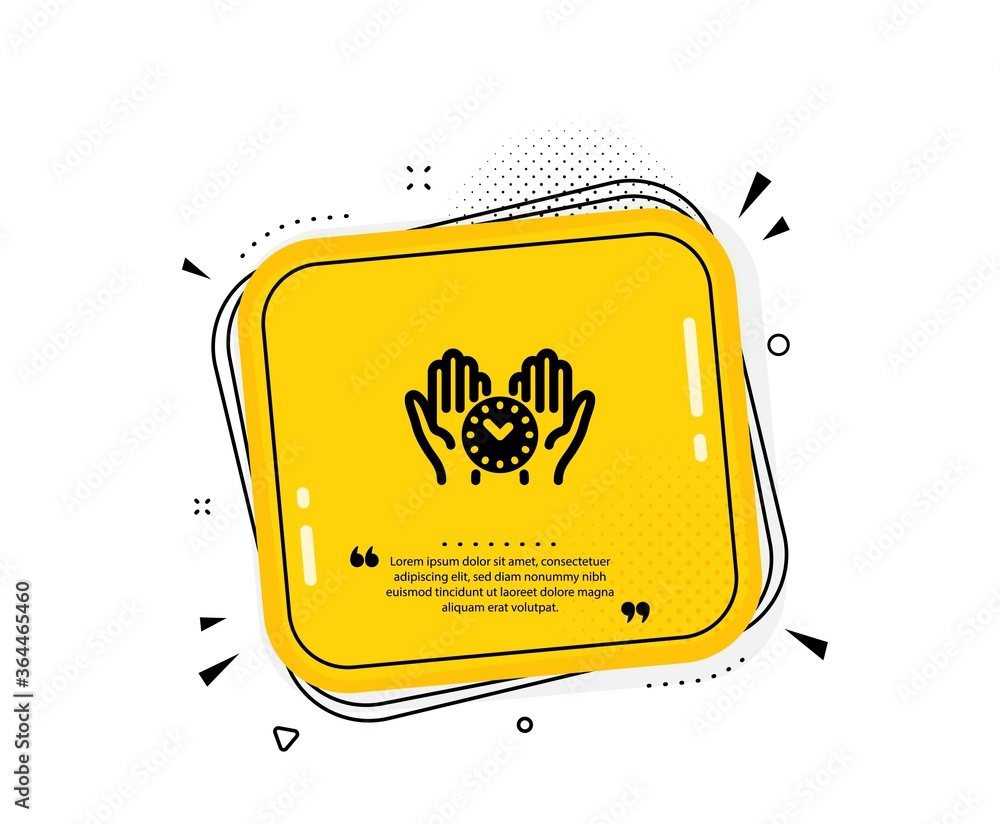 Safe time icon. Quote speech bubble. Clock sign. Office management symbol. Quotation marks. Classic safe time icon. Vector Safe time icon. Quote speech bubble. Clock sign. Office management symbol. Quotation marks. Classic safe time icon. Vector