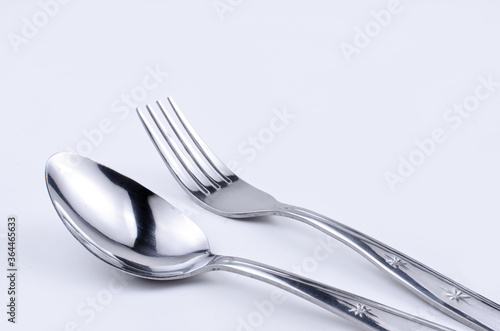 Spoon and Fork with white background