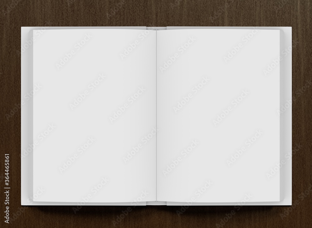 Hard-cover open book template. 3D rendering. Hard-cover open book template. 3D rendering.