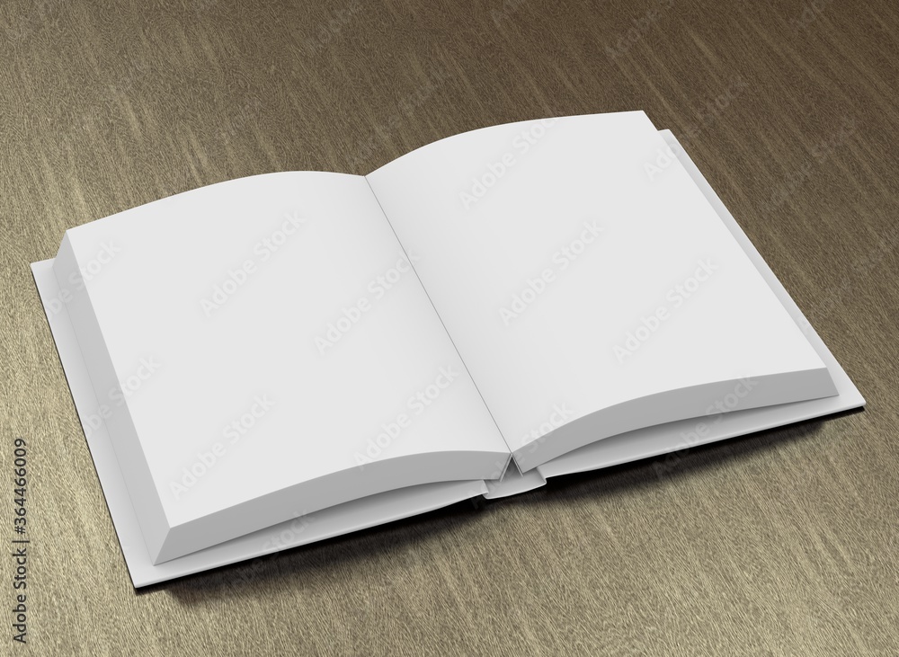 Fototapeta premium Hard-cover open book template. 3D rendering.