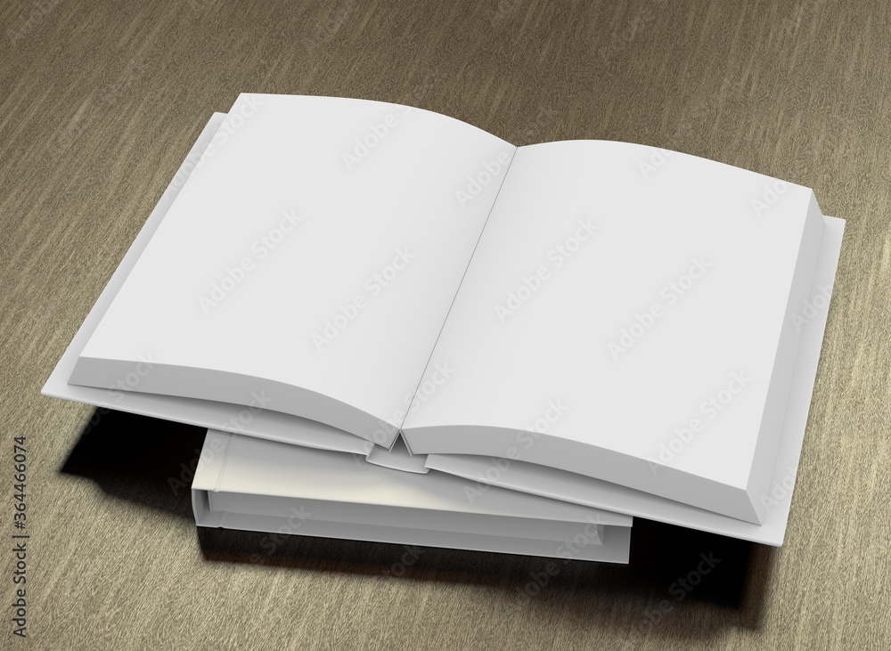 Fototapeta premium Hard-cover open book template. 3D rendering.